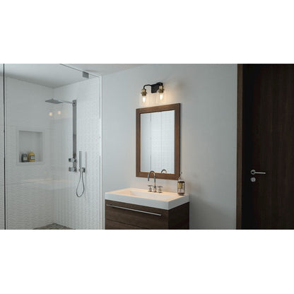 Cox 2 Light Bath Vanity Light, Matte Black/Clear