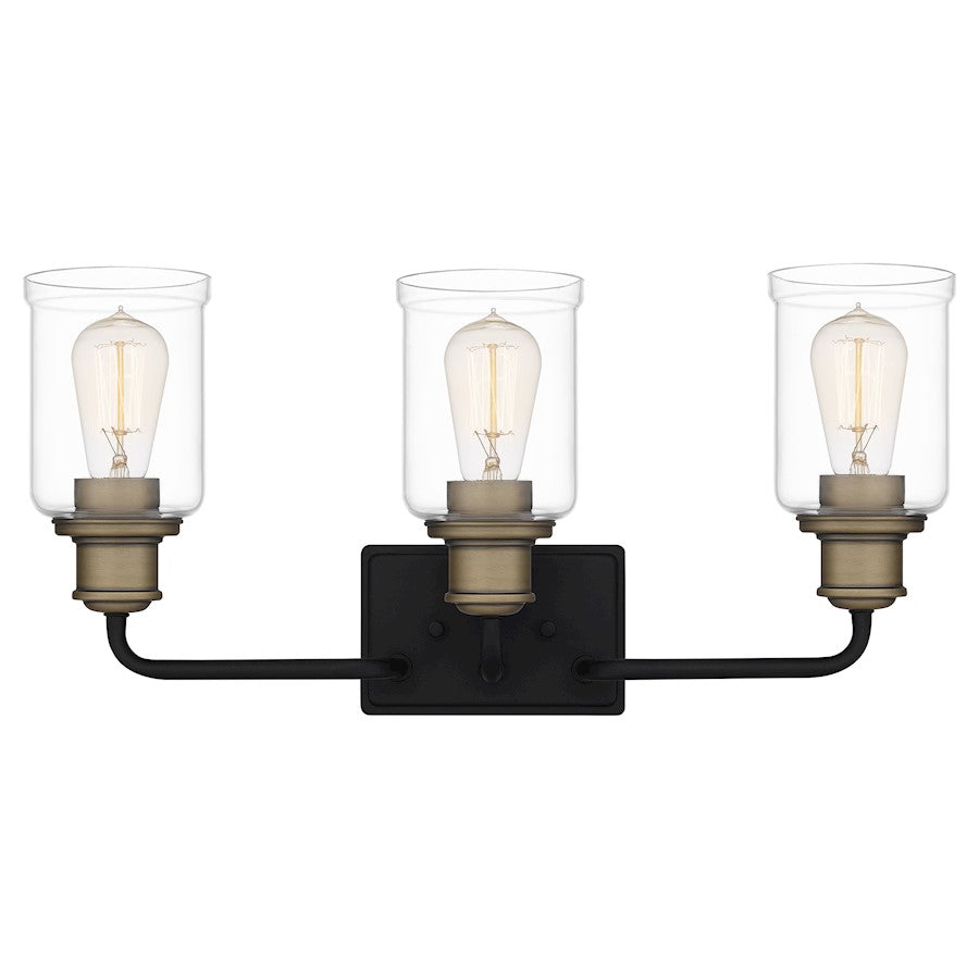 Cox 3 Light Bath Vanity Light, Matte Black/Clear