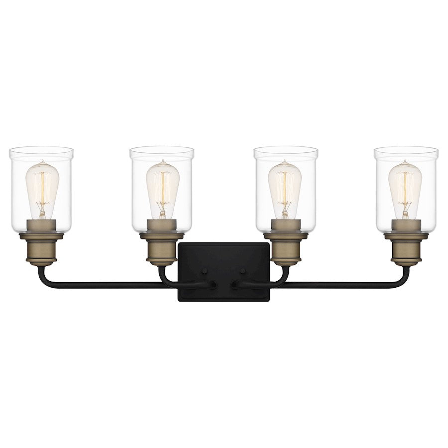 Cox 4 Light Bath Vanity Light, Matte Black/Clear