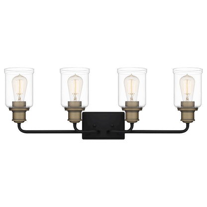 Cox 4 Light Bath Vanity Light, Matte Black/Clear