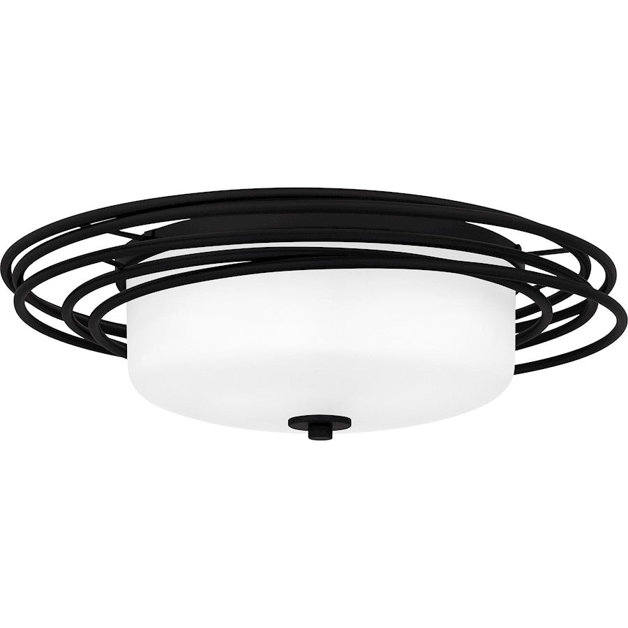 Calliope 2 Light Flush Mount, Matte Black/Opal Etched Glass