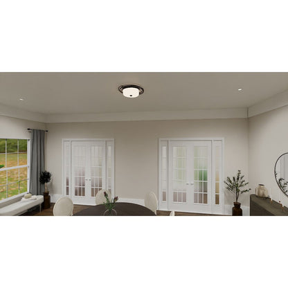 Calliope 2 Light Flush Mount, Matte Black/Opal Etched Glass