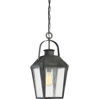 Carriage 1 Light Mini Pendant, Mottled Black/Clear Seeded