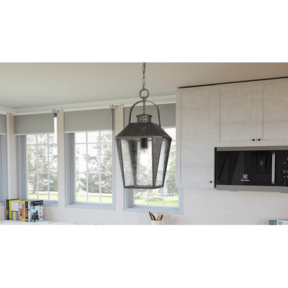 Carriage 1 Light Mini Pendant, Mottled Black/Clear Seeded