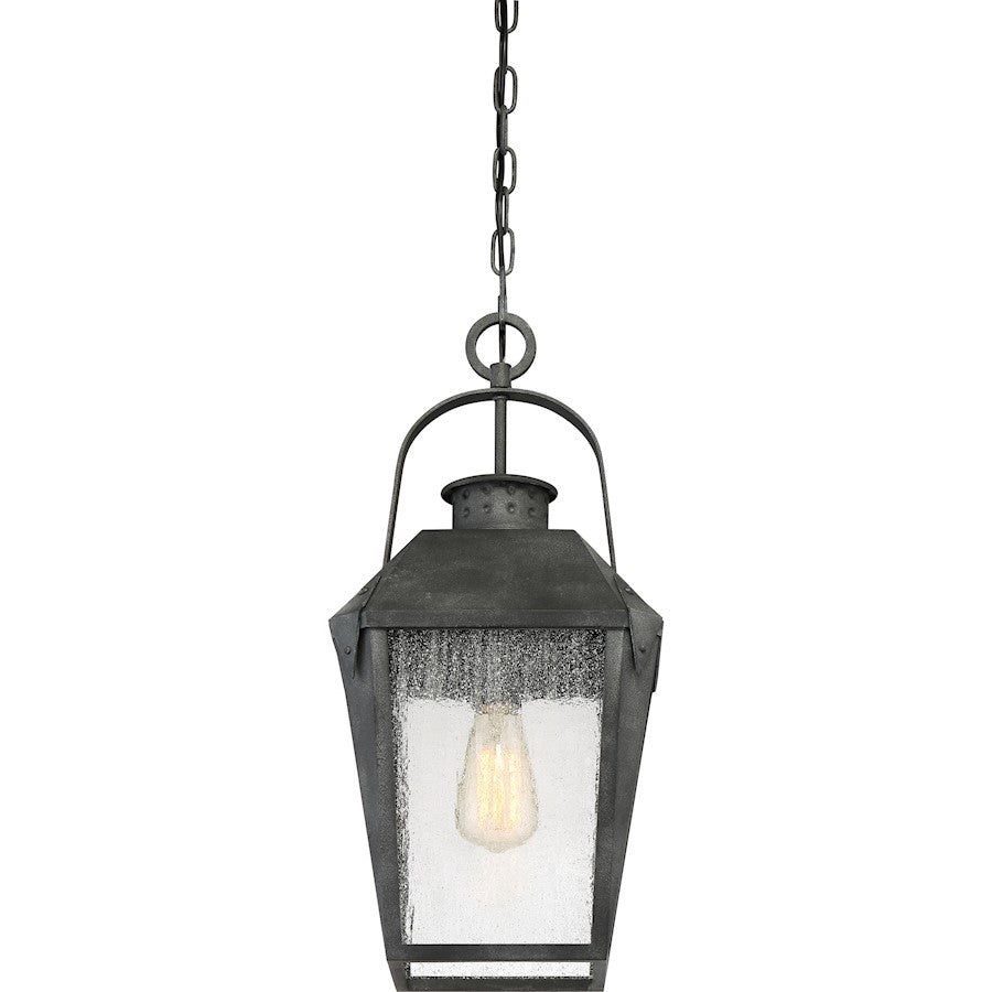 Carriage 1 Light Mini Pendant, Mottled Black/Clear Seeded