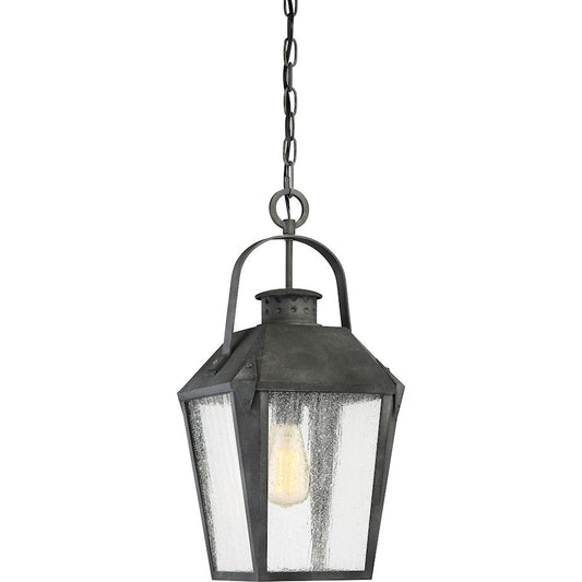 Carriage 1 Light Large Outdoor Hanging Lantern, Mottled Black