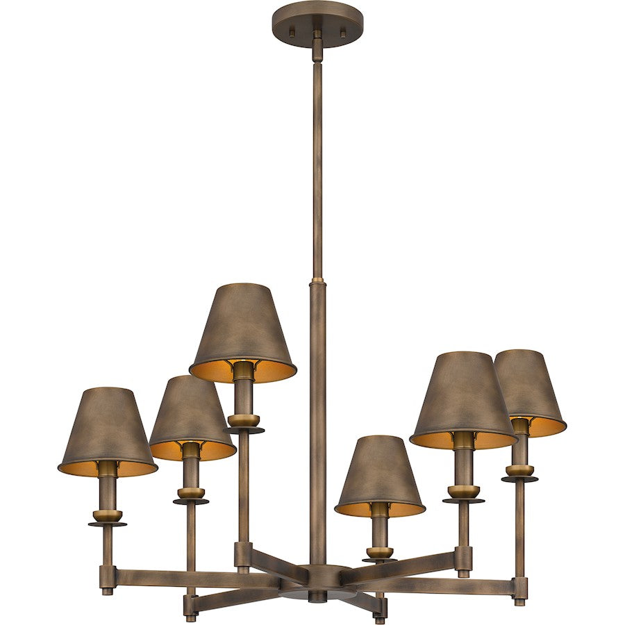 Cross 6 Light Chandelier, Statuary Bronze/Metal