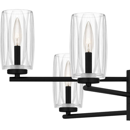 Cunningham 6 Light Chandelier, Matte Black/Clear Crystal