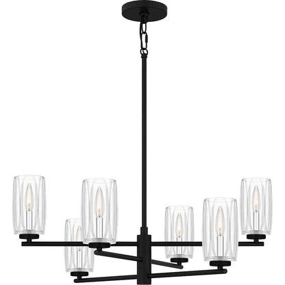 Cunningham 6 Light Chandelier, Matte Black/Clear Crystal