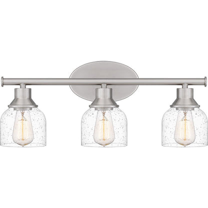 Quoizel Caverly 3 Light Bath Light, Brushed Nickel/Clear Seedy - CVL8622BN