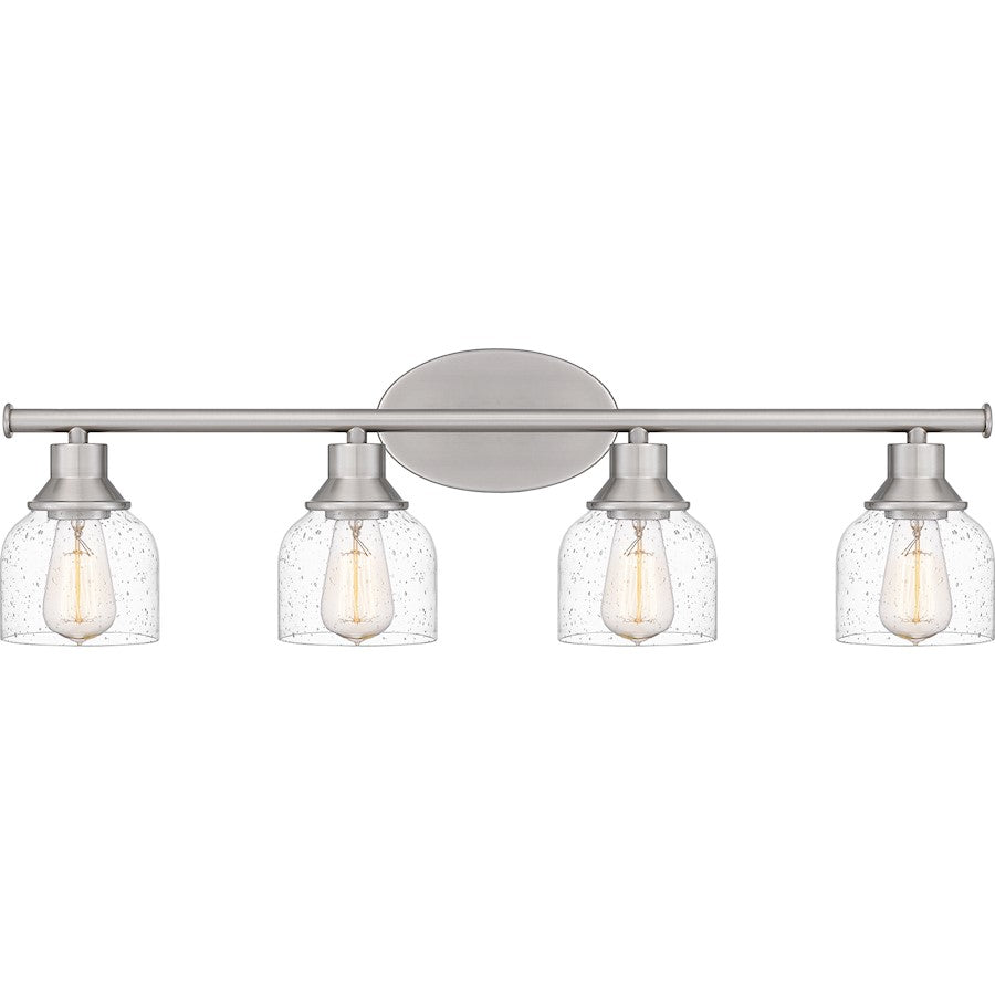 Quoizel Caverly 4 Light Bath Light, Brushed Nickel/Clear Seedy - CVL8631BN