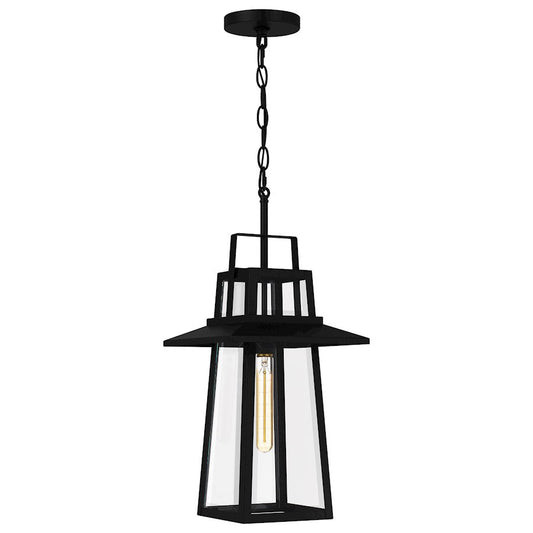 Devonport 1 Light Mini Pendant, Matte Black/Clear Beveled