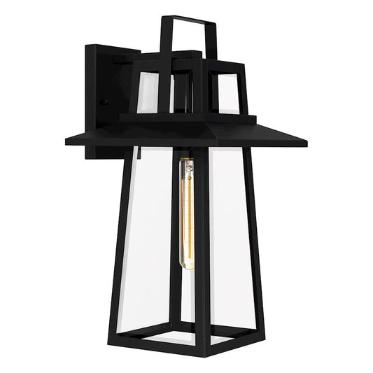 Devonport 1 Light Outdoor Lantern, Matte Black/Beveled