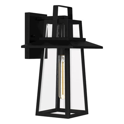 Devonport 1 Light Outdoor Lantern, Matte Black/Beveled