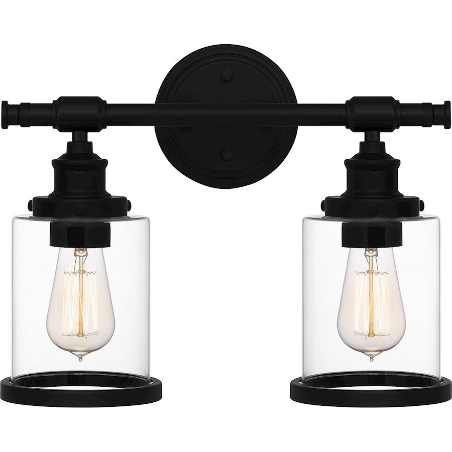 Quoizel Dixie 2 Light Bath Light, Matte Black/Clear - DIX8615MBK