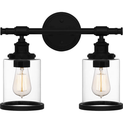 Quoizel Dixie 2 Light Bath Light, Matte Black/Clear - DIX8615MBK