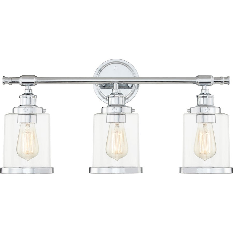 Quoizel Dixie 3 Light Bath Light, Polished Chrome/Clear - DIX8623C