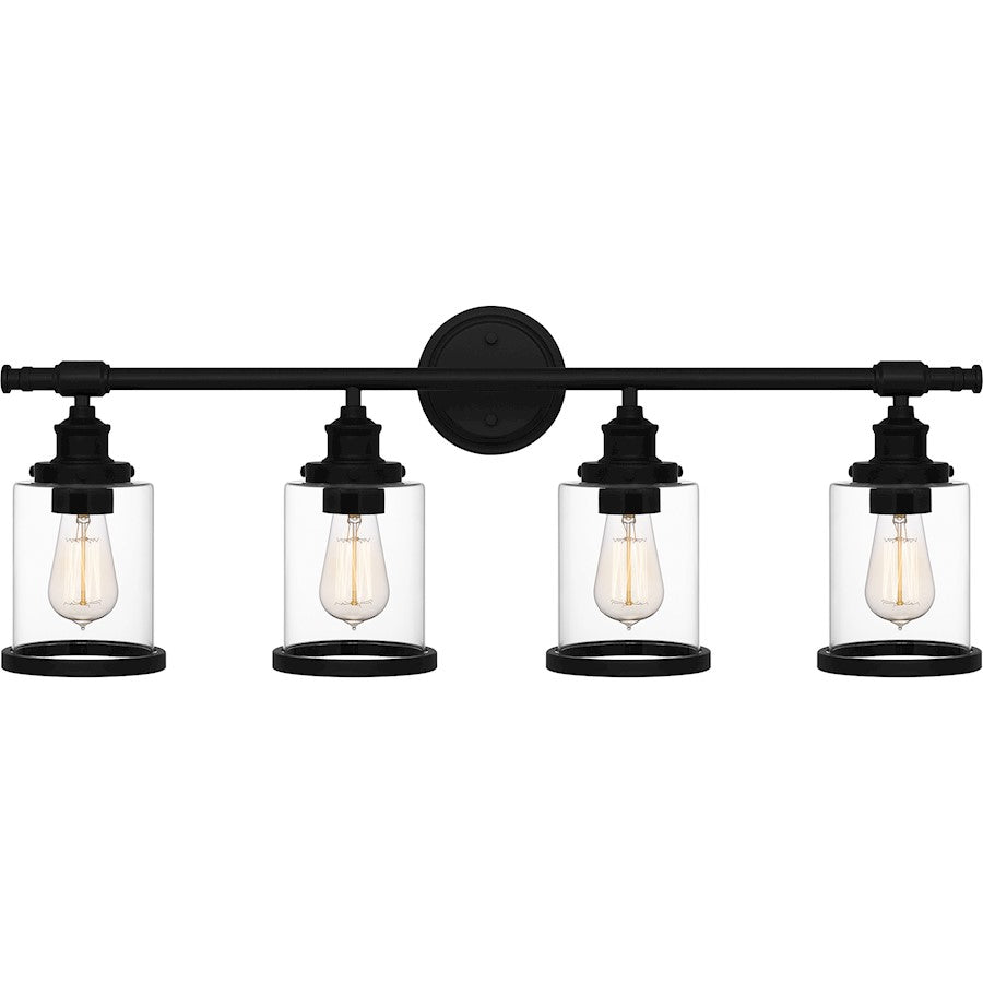 Quoizel Dixie 4 Light Bath Light, Matte Black/Clear - DIX8632MBK