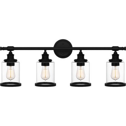 Quoizel Dixie 4 Light Bath Light, Matte Black/Clear - DIX8632MBK