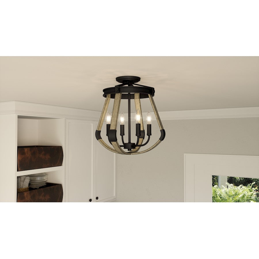 Demura 4 Light Semi-Flush Mount, Matte Black