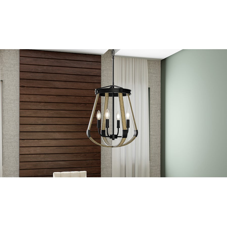 Quoizel Demura 4 Light Pendant, Matte Black - DMA2816MBK