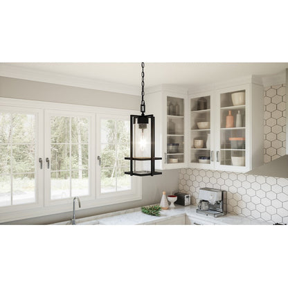 Damien 1 Light Mini Pendant, Earth Black/Clear Seeded