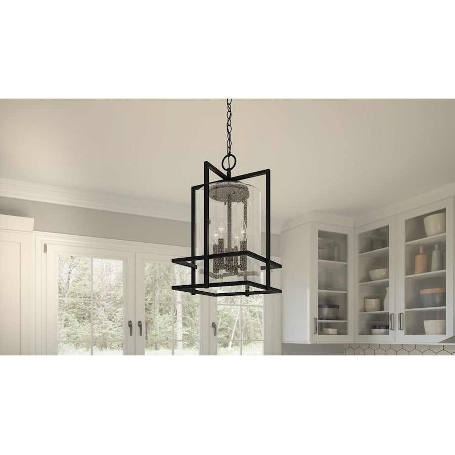 Damien 4 Light Pendant, Earth Black/Clear Seedy