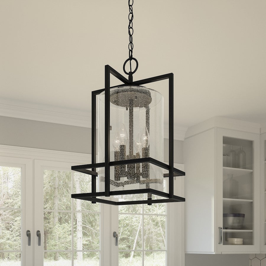 Damien 4 Light Pendant, Earth Black/Clear Seedy