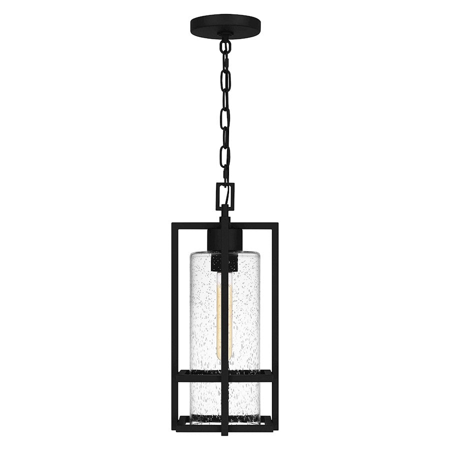 Damien 1 Light Outdoor Lantern, Earth Black/Clear Seeded