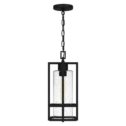 Damien 1 Light Outdoor Lantern, Earth Black/Clear Seeded