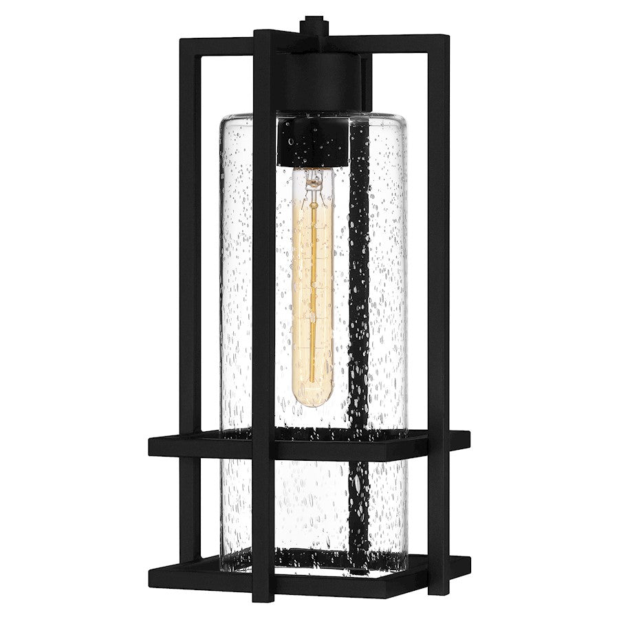 Damien 1 Light Outdoor Lantern, Earth Black/Clear Seeded