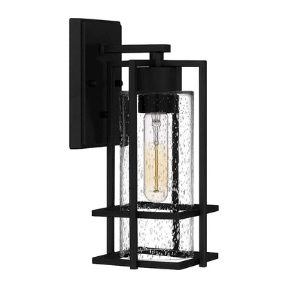 Damien 1 Light Outdoor Lantern, Earth Black/Clear Seeded