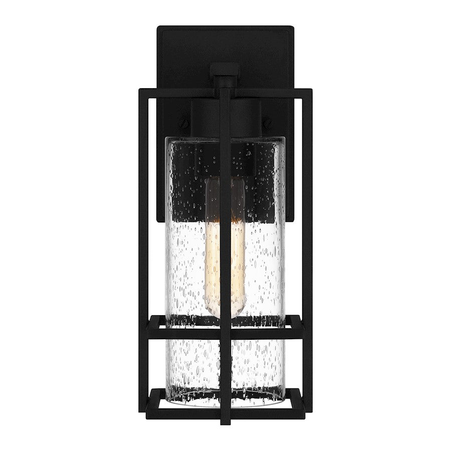 Damien 1 Light Outdoor Lantern, Earth Black/Clear Seeded