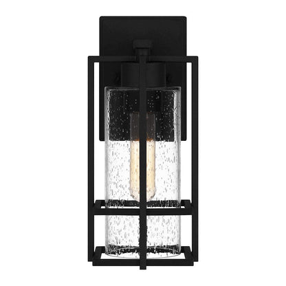 Damien 1 Light Outdoor Lantern, Earth Black/Clear Seeded