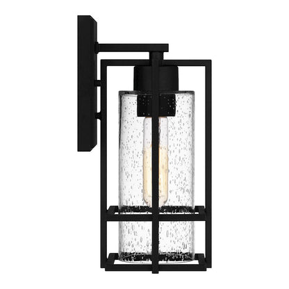 Damien 1 Light Outdoor Lantern, Earth Black/Clear Seeded