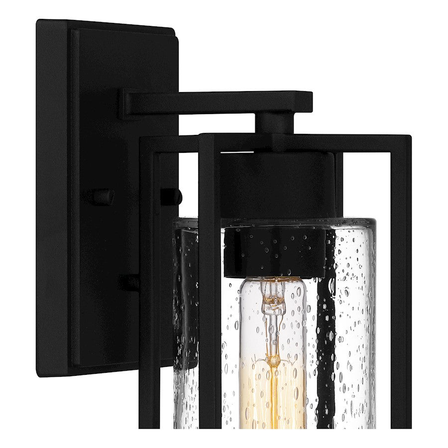 Damien 1 Light Outdoor Lantern, Earth Black/Clear Seeded