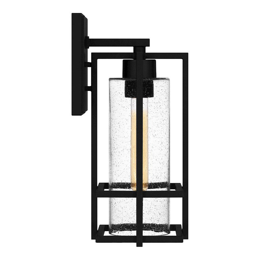 Damien 1 Light Outdoor Lantern, Earth Black/Clear Seeded