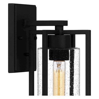 Damien 1 Light Outdoor Lantern, Earth Black/Clear Seeded