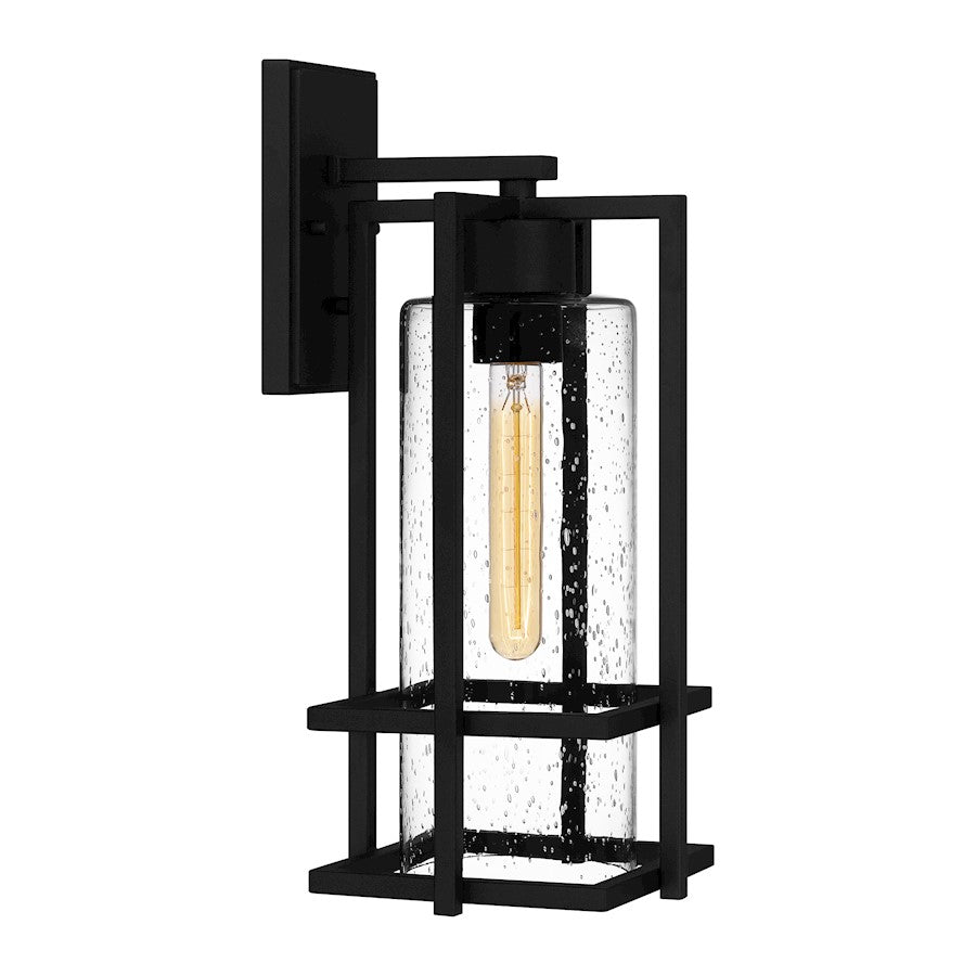 Damien 1 Light Outdoor Lantern, Earth Black/Clear Seeded