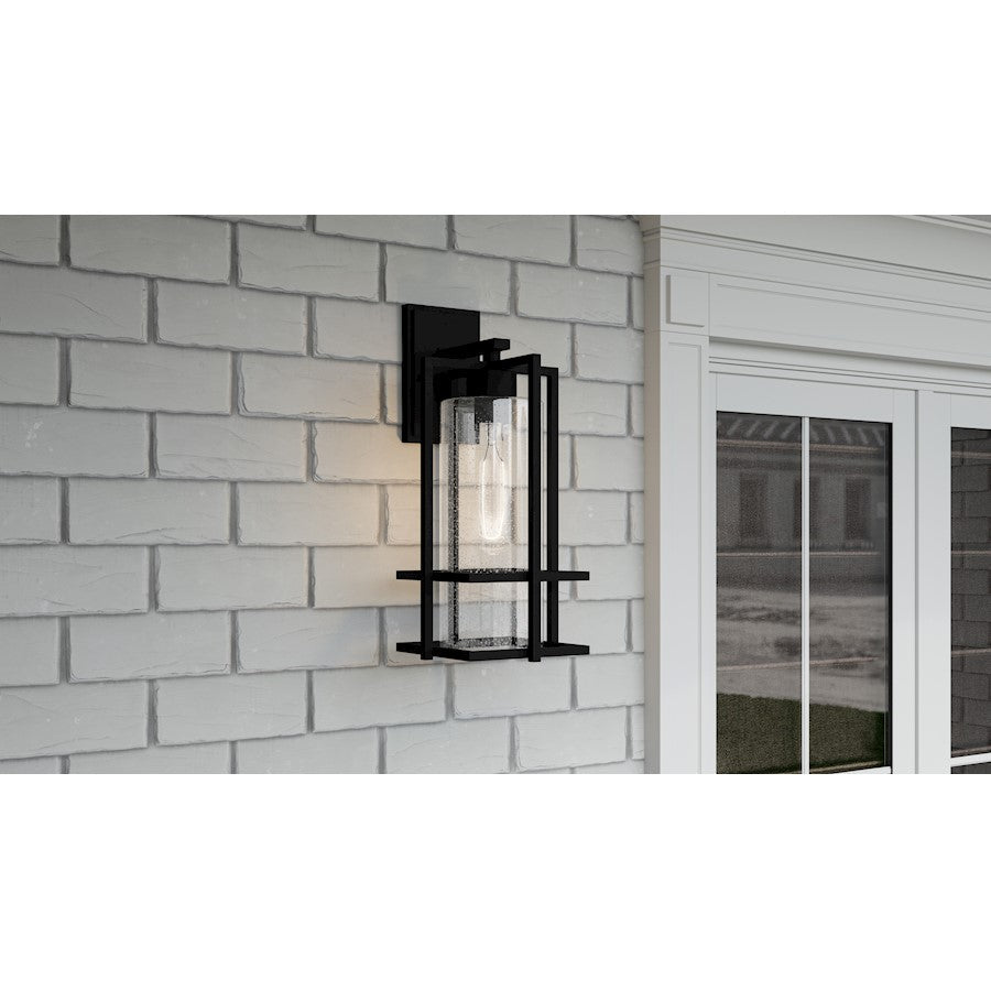 Damien 1 Light Outdoor Lantern, Earth Black/Clear Seeded