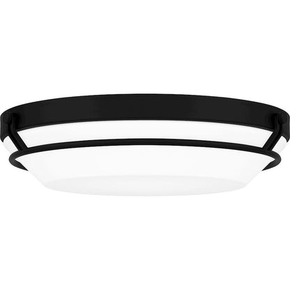 Quoizel Dunbar Flush Mount, Matte Black/White Acrylic - DNB1616MBK