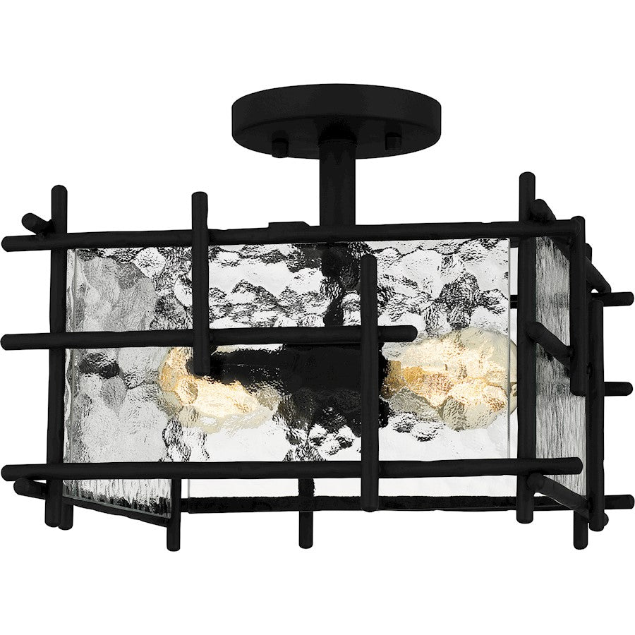 Daphne 2 Light Semi-Flush Mount, Matte Black/Clear Ice