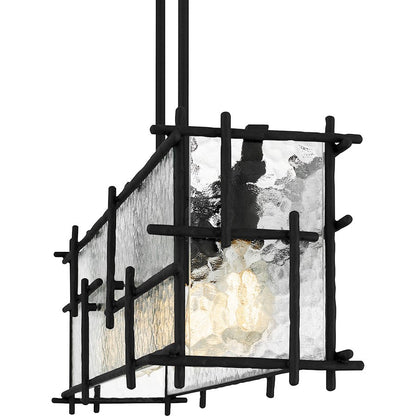 Daphne 5 Light Island Light, Matte Black/Clear Ice
