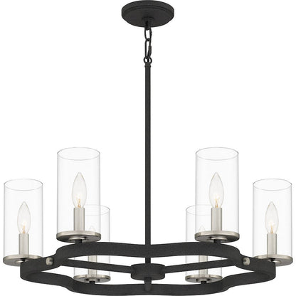 Daverty 6 Light Chandelier, Mottled Black/Clear