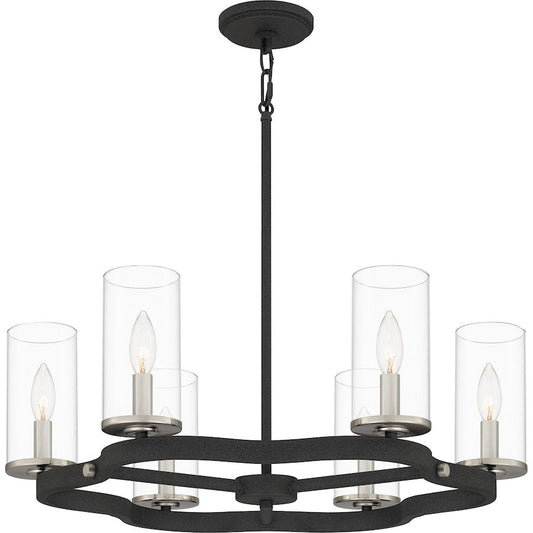 Daverty 6 Light Chandelier, Mottled Black/Clear