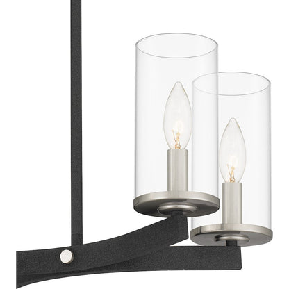 Daverty 6 Light Island Light, Mottled Black/Clear