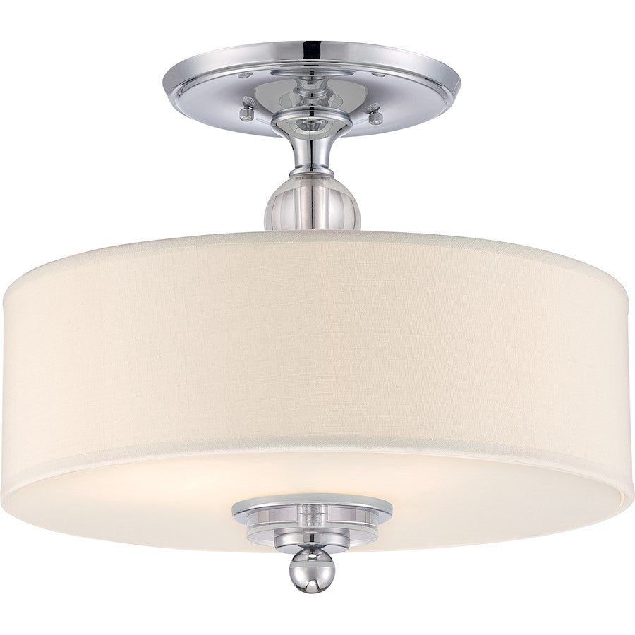 3 Light Downtown Semi-Flush Mount, Polished Chrome