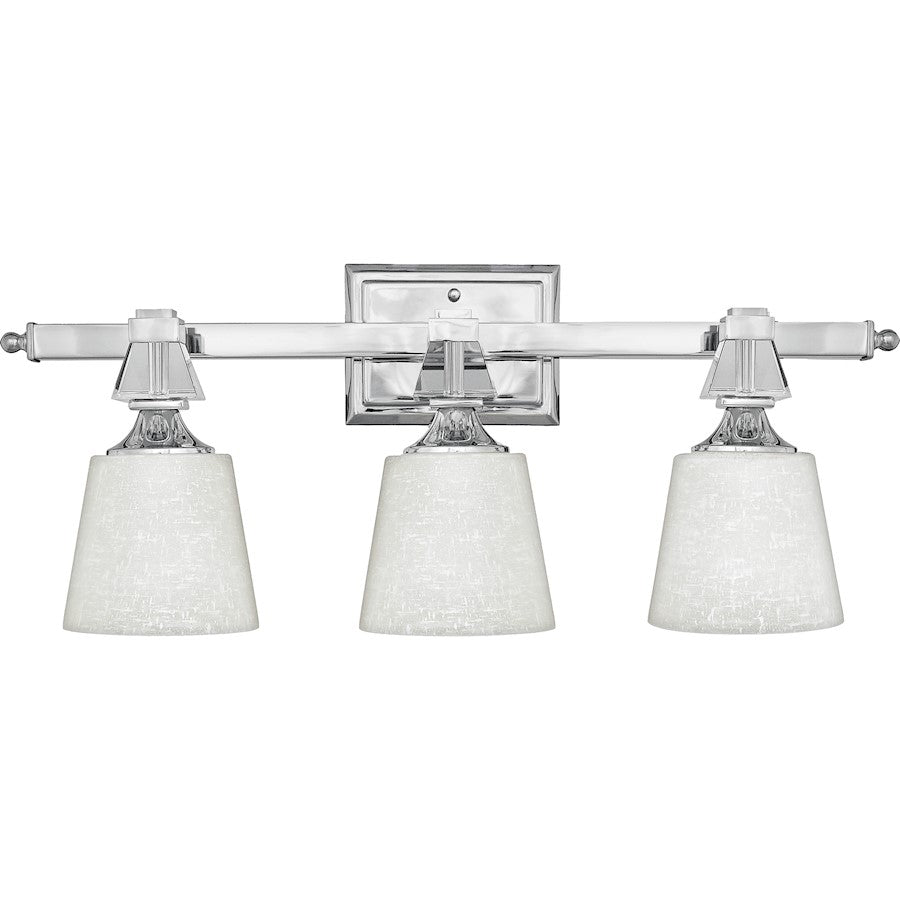 3 Light Deluxe Bath Fixture, Polished Chrome