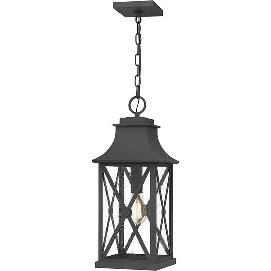 Ellerbee 1 Light Outdoor Hanging Lantern, Mottled Black