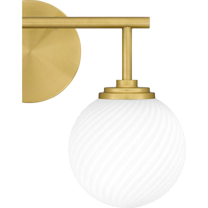 Eloise 2 Light Bath Light, Aged Brass/Opal Etched Swirled